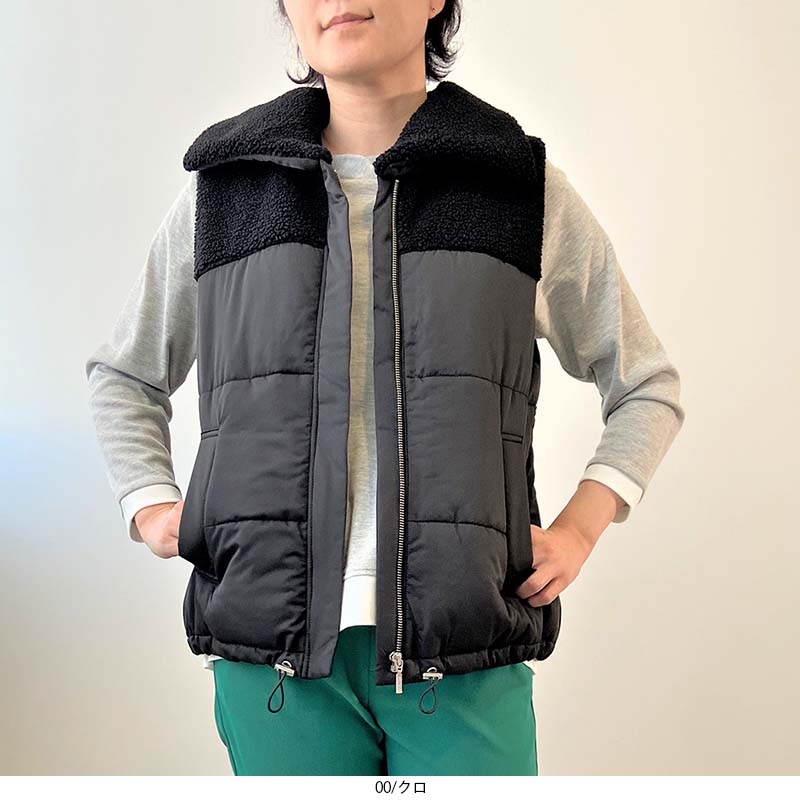 【セール M〜5L】ボア 切替 中綿 ベスト 大きいサイズ レディース 秋 冬 長袖 【MB エムビーミントブリーズ】 婦人服 ファッション 30代 40代 50代 60代 ミセス おしゃれ 通販 【返品交換不可】 hot-air-10022968 Hot-air 大きいサイズ レディース サンプル画像2