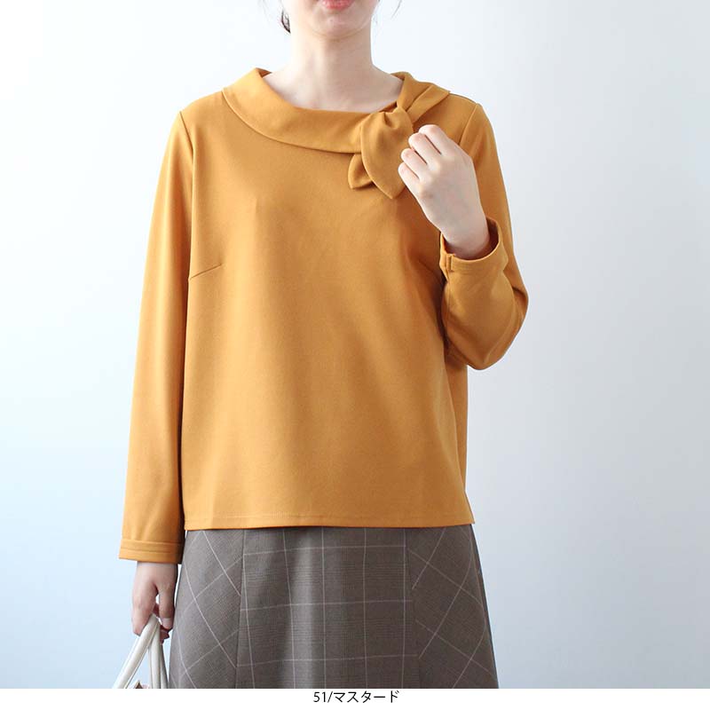 【セールM〜5L】ロールネック リボン カットソー大きいサイズ レディース 【mint breeze フルール バイ ミントブリーズ】 婦人服 ファッション 30代 40代 50代 60代 ミセス オフィスカジュアル 大きいサイズ【返品交換不可】 hot-air-10022977 Hot-air 大きいサイズ レディース サンプル画像2