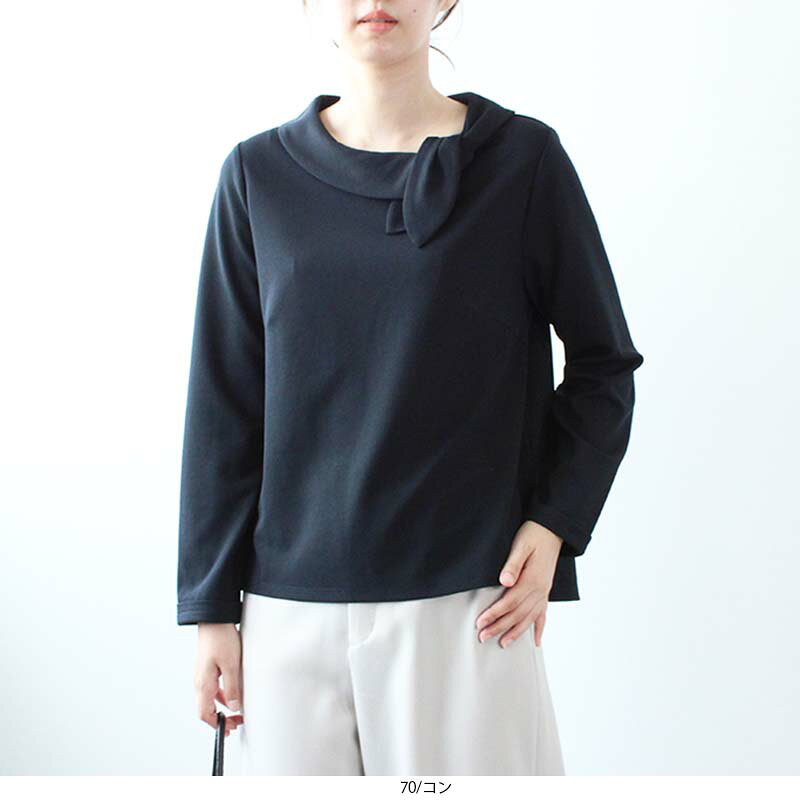 【セールM〜5L】ロールネック リボン カットソー大きいサイズ レディース 【mint breeze フルール バイ ミントブリーズ】 婦人服 ファッション 30代 40代 50代 60代 ミセス オフィスカジュアル 大きいサイズ【返品交換不可】 hot-air-10022977 Hot-air 大きいサイズ レディース サンプル画像3