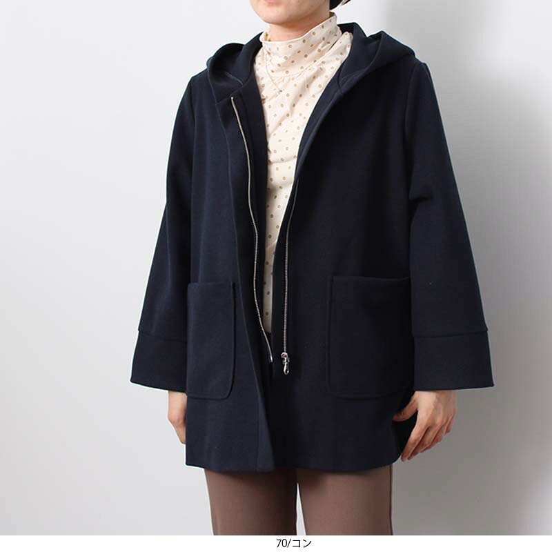 【セール M〜5L】 大きいサイズ レディース コート フーテッド ジャケット 秋 春先 冬 アウター 軽量 軽い フード付き ウール調 【MB エムビーミントブリーズ】 婦人服 ファッション 30代 40代 50代 60代 ミセス 【返品交換不可】 送料無料 hot-air-10023022 Hot-air 大きいサイズ レディース サンプル画像3