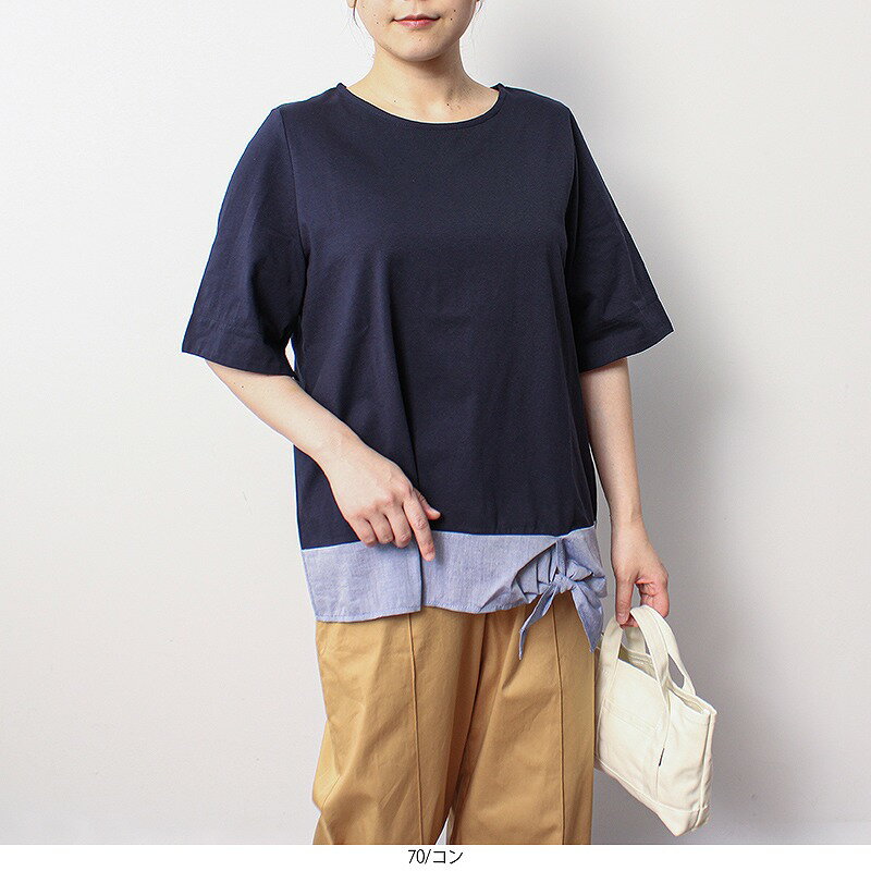 【セール L〜5L】裾 リボン 半袖 tシャツ カットソー 大きいサイズ レディース 夏 ...