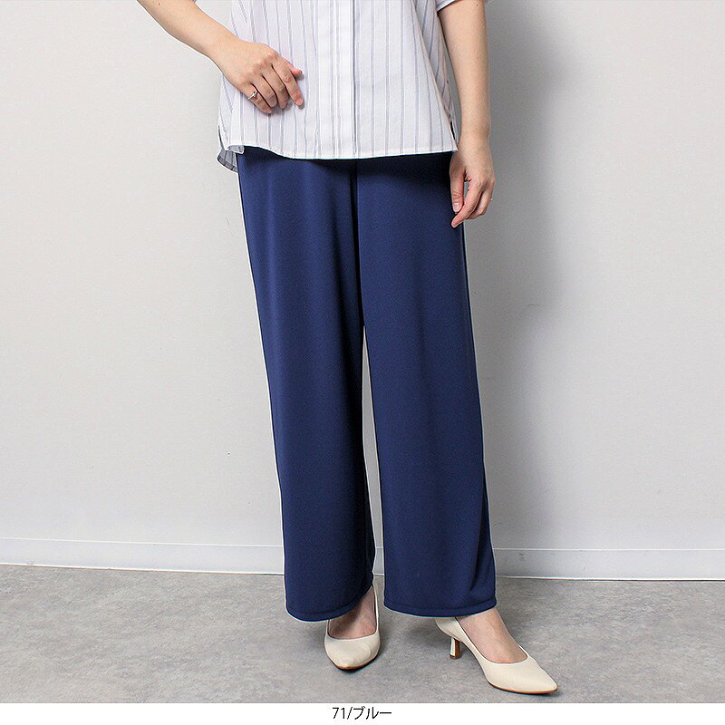 【20%OFFクーポン】【セール L〜5L】イージーケア 吸水速乾 ストレッチ ワイドパンツ 大きいサイズ レディース 夏 秋 伸びる 伸縮【fleur by mint breeze ミントブリーズ】 婦人服 ファッション 30代 40代 50代 60代 ミセス おしゃれ 通販 【返品交換不可】 hot-air-10023590 Hot-air 大きいサイズ レディース サンプル画像3
