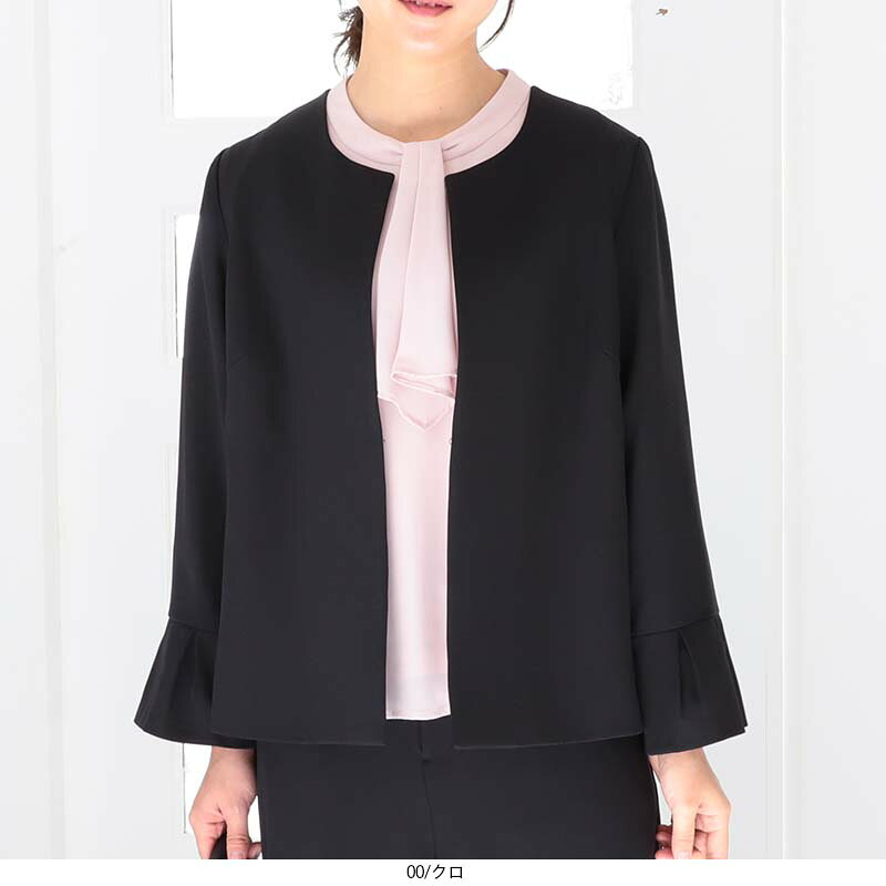 【セールL〜6L】ふわもち ストレッチ ノーカラージャケット 大きいサイズ レディー...