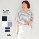 タイムセール【新作L~6L】接触冷感 大きいサイズ レディース ベーシック Tシャツ 半袖 カットソー 黒 白 ボーダー ひんやり 涼しい【MB エムビーミントブリーズ】 婦人服 ファッション 30代 40代 50代 60代 ミセス おしゃれ 通販 送料無料