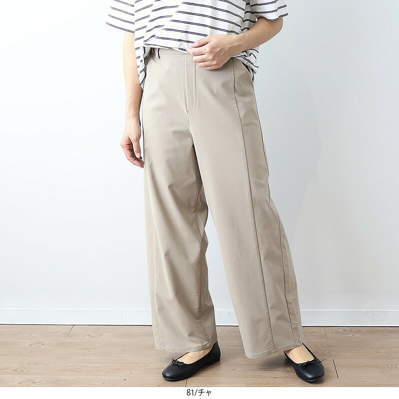 【セールL〜6L】ストレッチ ワイドパンツ 大きいサイズ レディース 春夏 ロング丈 ウエストゴム 楽ちん【MB エムビーミントブリーズ】 婦人服 ファッション 30代 40代 50代 60代 ミセス おしゃれ 通販 【返品交換不可】【返品交換不可】 hot-air-10023853 Hot-air 大きいサイズ レディース サンプル画像3