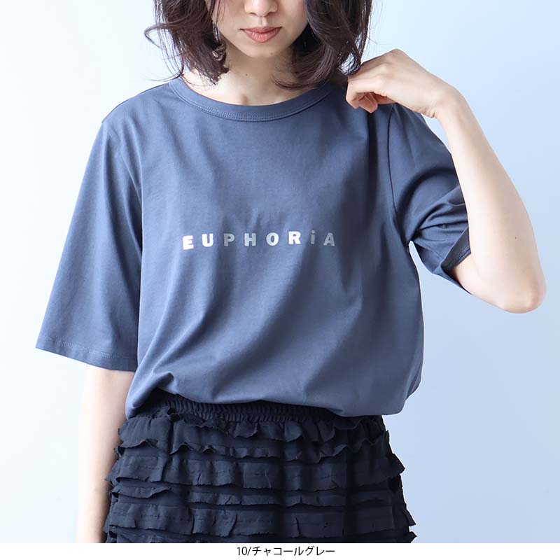 【セールL〜5L】箔プリント ロゴ Tシャツ カットソー 春夏 半袖 可愛い 大きいサイ...