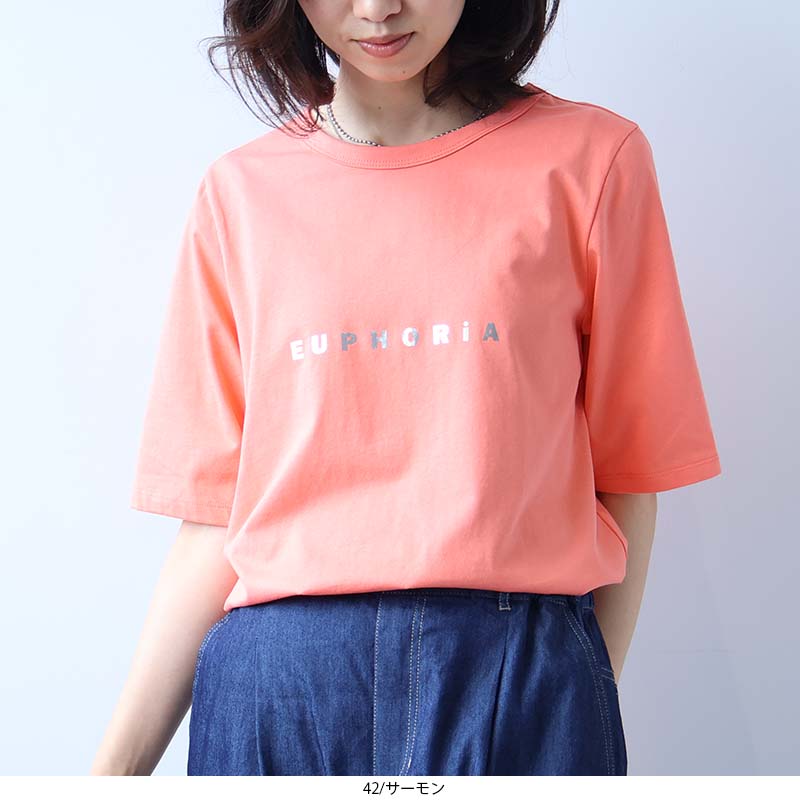 【セールL〜5L】箔プリント ロゴ Tシャツ カットソー 春夏 半袖 可愛い 大きいサイ...