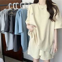 パジャマ セットアップ レディース ゆったり ハーフパンツ ルームウェア 大きいサイズ お洒落 無地 運動用 ジム 春夏 部屋着 カジュアル ジャージ