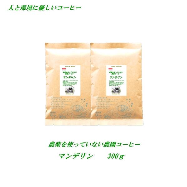 ◆農薬を使っていない農園コーヒー・マンデリン　300g（約30杯分）【メール便送料無料】 安心・安全・焼きたて煎りたて美味しいコーヒー