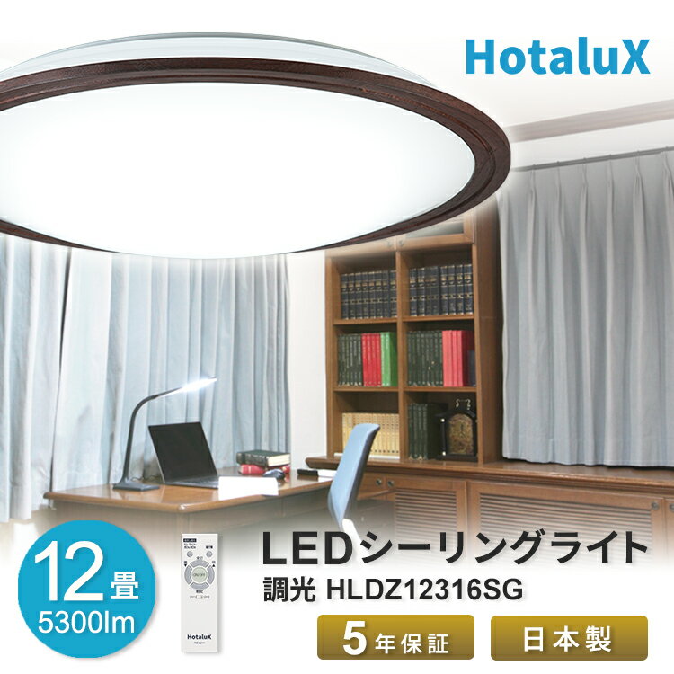 LED シーリングライト ホタルクス 12畳 虫が入りにくい 照明 おしゃれ 日本製 節電 電気代 明るい 送料無料 調光 リモコン付 丸型 ホタルック機能 停電 常夜灯5段階 5段階調光 工事不要 5年保証 HLDZ12316SG