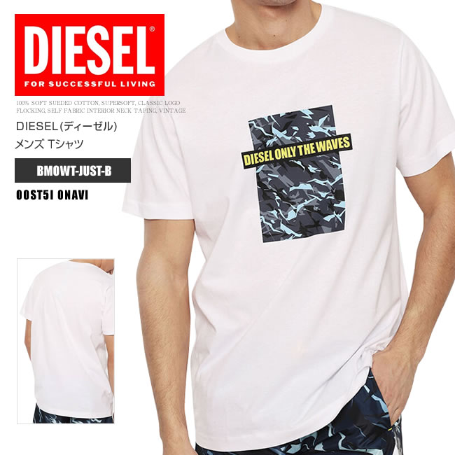 ディーゼル Tシャツ クルーネック 半袖 メンズ 00ST5I 0NAVI BMOWT-JUST-B グラフィック プリント DS41351 メール便送料無料