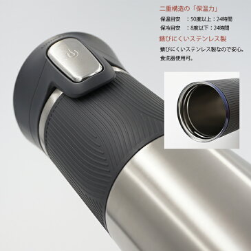 【期間中さらに10倍】【送料無料】contigo ワンハンドトラベルマグ ボトルマグ ステンレス 二重構造 水筒 アウトドア BBQ お出かけ お弁当に スポーツに 遠足 幼稚園 小学生 年配の方 こぼれないから安心 安全 azm