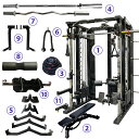 【AnyAgeFitness】5in1オールインワン・マルチファンクションラック★スミスバー20kgタイプ関連キーワード ホームジム 筋トレ マット ベンチプレス パワーラック ラットプルダウン チンニング スミスマシン ケーブルマシン スクワット 器具セット 3