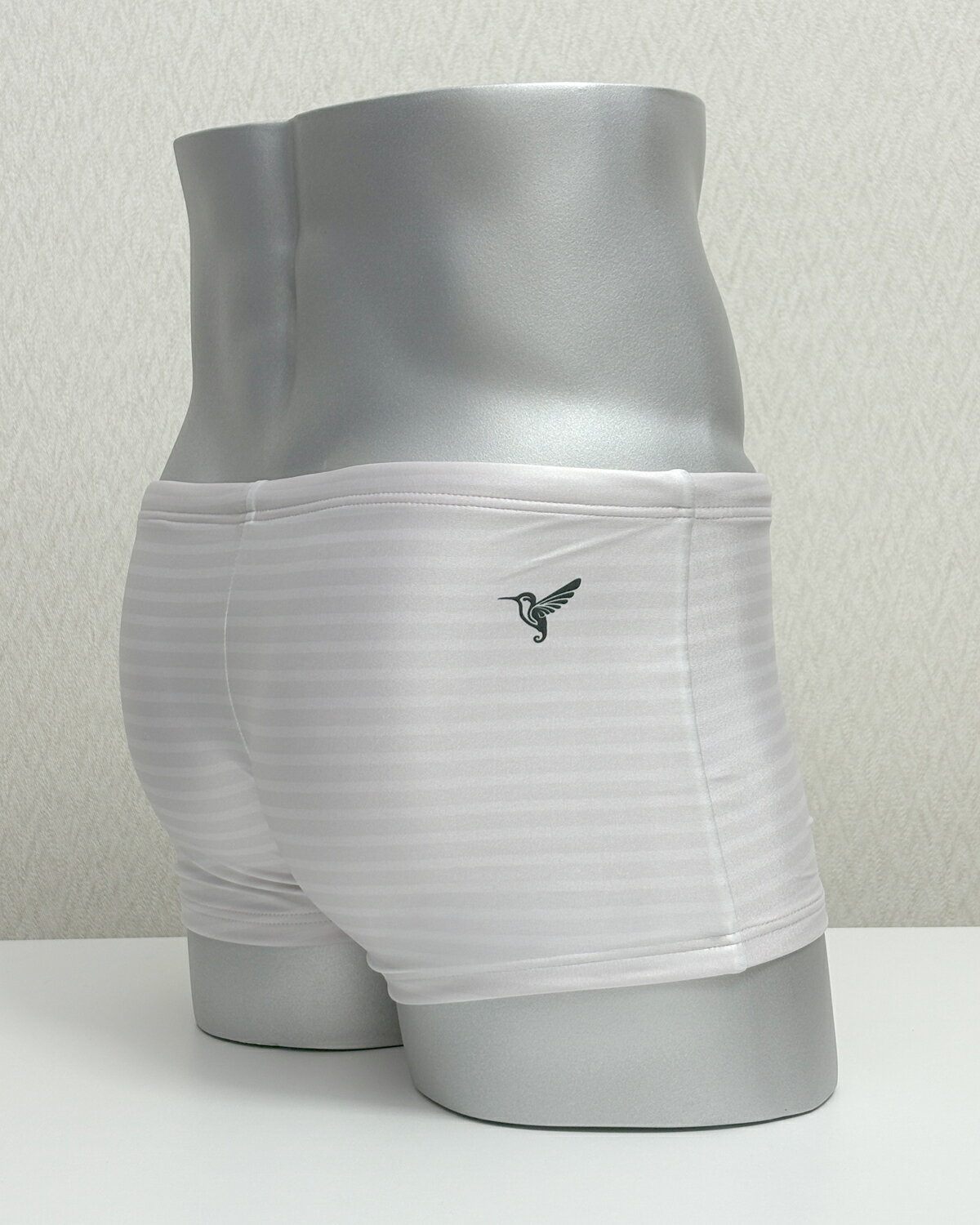 【日本製】マッスルフィット 水着 メンズ ボックス型 BOX フィットネス スイムウェア 競泳水着 ローライズ★ストライプ柄 ホワイト