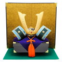 五月人形 鯉のぼり こいのぼり 兜飾り コンパクト おしゃれ ちりめん 室内 ' 【在庫限り】金襴兜飾り 葵(屏風付) 龍虎堂(リュウコドウ)名前旗よりフォト名...