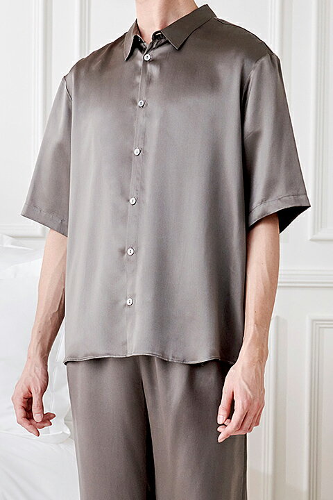 シルクパジャマ 半袖シャツ メンズ シャツ単品...の紹介画像2