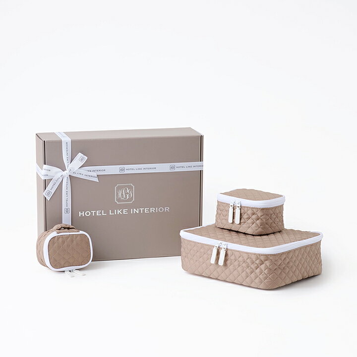 ギフトBOX入り ギフト ダイヤモンドキルトポーチ 3点セット トラベルポーチセット 結婚祝 出産祝 入学祝 退職祝 お歳暮 お返し ホテルライクインテリア