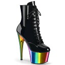 PLEASER ADORE-1020RC プリーザー レディース 厚底 レインボークロム プラットフォーム 編み上げ アンクルブーツ(4)
