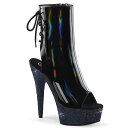 PLEASER BEJEWELED-1018DM-6 レディース ラインストーン プラットフォーム オープントゥ&ヒール ジップポケット付き レースバック アンクルブーツ(4)