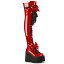 DEMONIA by PLEASER KERA-303 プリーザー レディース ウェッジプラットフォーム リボン レースアップ ストレッチ サイハイ ブーツ 22,499円