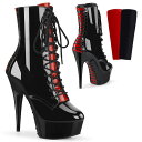 PLEASER DELIGHT-1020FH レディース プラットフォーム コルセットスタイル 2トーン レースアップ アンクルブーツ