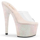 PLEASER ADORE-701HMG プリーザー レディース ホログラフィックミニグリッター プラットフォーム クリア ミュール(4)