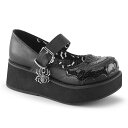 【DEMONIA】SPRITE-05　 レディース ゴスパンク ロリータ プラットフォームブラック スパイダーウェブ＆スパイダーチャーム メリージェーン Black Vegan Leather アメリカから直送、受注からお届けまでは約2週間かかります。ご了承ください。 当店は、アメリカロサンゼルスを本店とする海外ショップです。 通関時に関税・輸入消費税が課税される可能性があります。 商品お届けまでに、2週間程度かかります。 ・素材：　ビーガンレザー ・プラットフォーム　5.7cm 　　DEMONIA by PLEASER SPRITE-05レディース ゴスパンク ロリータ プラットフォームブラック スパイダーウェブ＆スパイダーチャーム メリージェーン