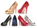 Ellie Shoes@415-FLAMINGO Women's Open Toe Sequin Pumps fB[X I[vgD V[NC pvX