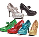 Ellie Shoes@421-JANE-G Women`s Double Strap Glitter Mary Jane fB[X _uXgbv [WF[ nEBRXv