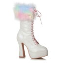 Ellie Shoes 557-NORA Women 039 s Chunky Heel Unicorn Boot With Faux Fur レディース チャンキーヒール フェイクファーユニコーン ハーフ ブーツ ハロウィンコスプレ