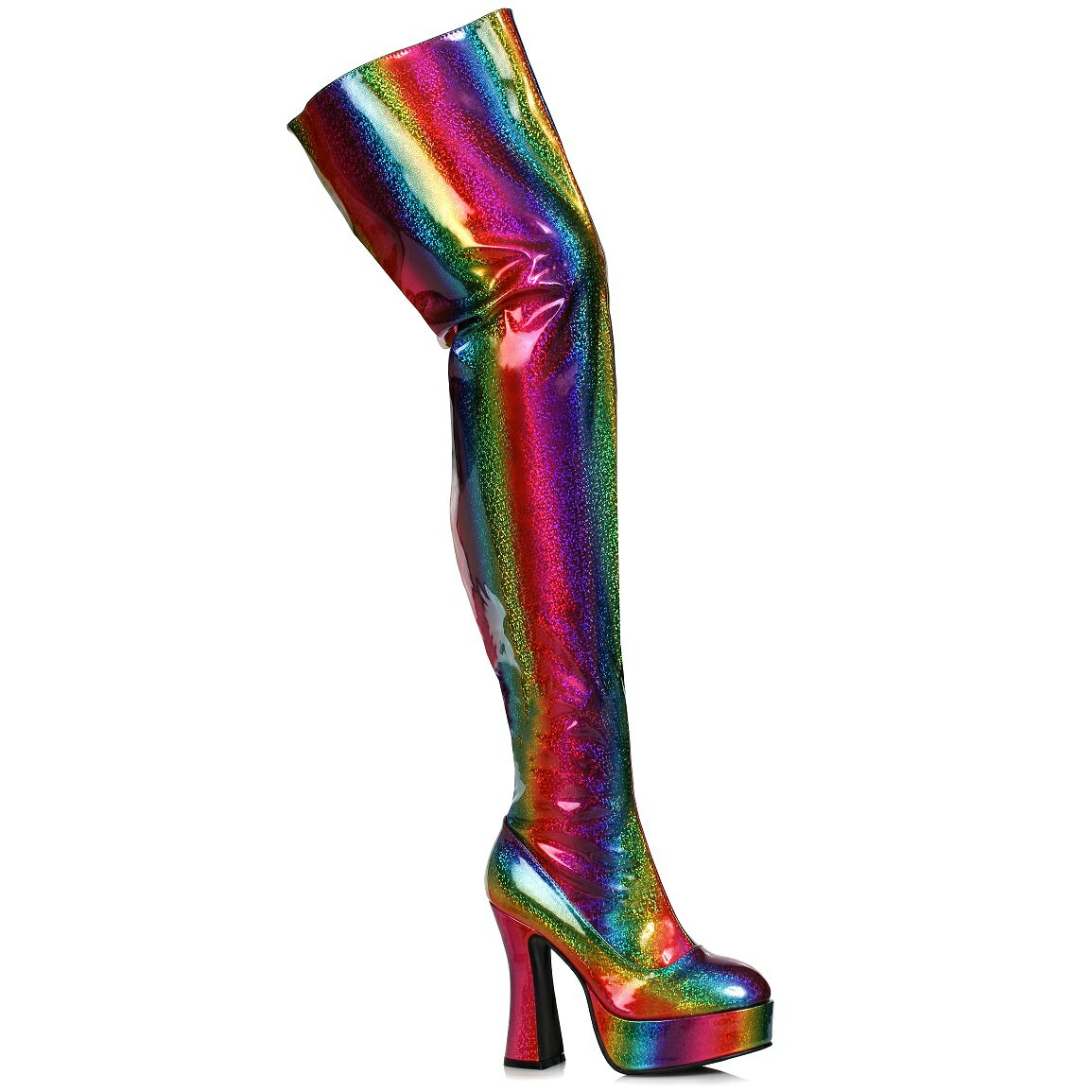 Ellie Shoes 557-RAYA Chunky Heel Women 039 s Rainbow Thigh High Boot レディース チャンキーヒール レインボー サイハイ ブーツ ハロウィンコスプレ