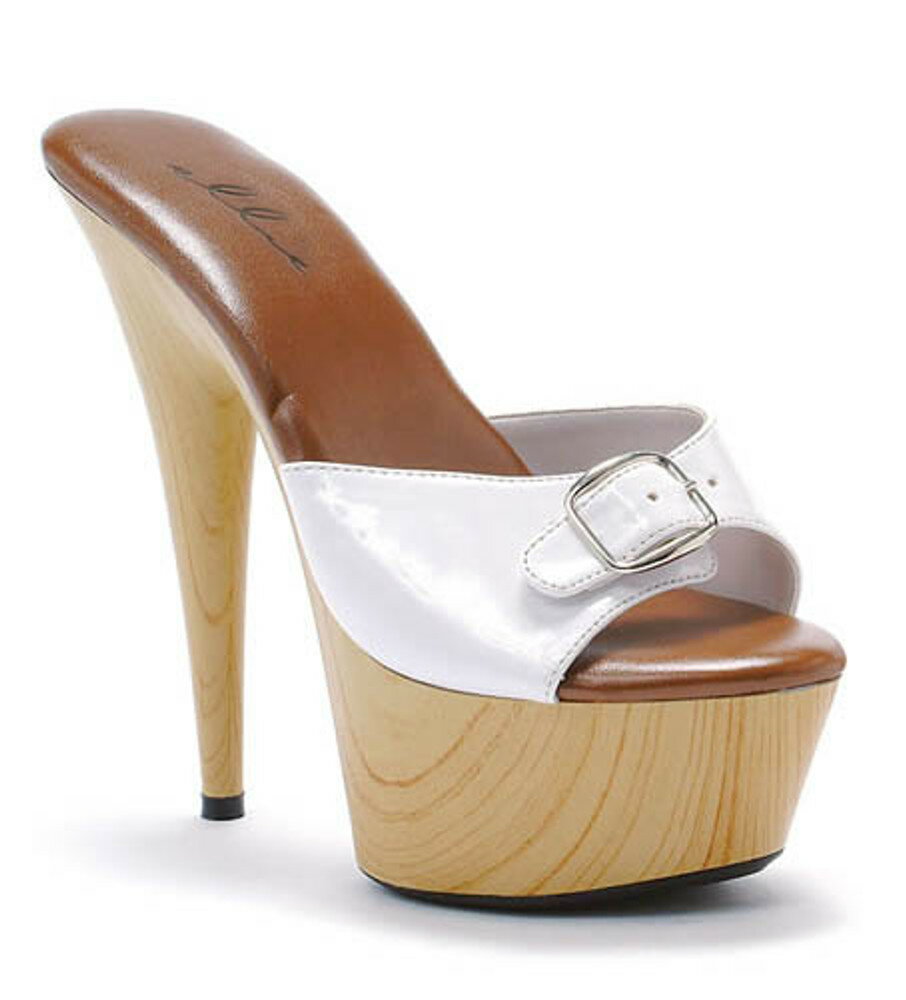 Ellie Shoes 609-BARBARA Pointed Heel Mule W/ wood Platform レディース ポイントヒール ウッドプラットフォーム ミュール