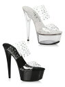 エリーシューズ Ellie Shoes 609-MISTY Stiletto Rhinestones Mule レディース スティレットヒール プラットフォーム ラインストーン ダブルバンド クリアミュール