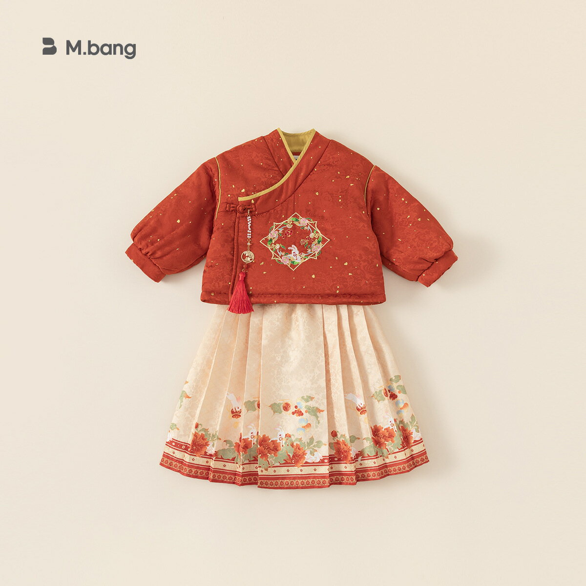 子供の年賀服赤ちゃん綿入れの漢服新中式女の子のスカートの子供服