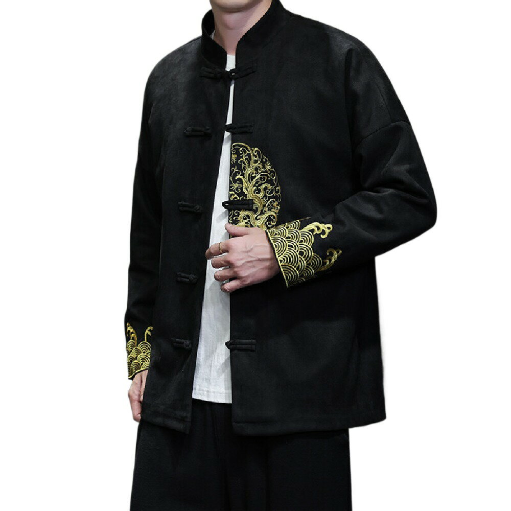 秋冬中国紳士服刺繍唐服漢服ラージサイズレトロモダンジャケット