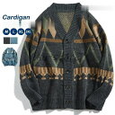 カーディガン メンズ レディース ニット セーター Vネック 前開き 秋 冬 春 エスニック 学院風 お兄系 切り替え