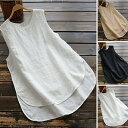 綿 タンクトップ レディース ロング丈 インナー Tシャツ シンプル オーバーサイズ 大きいサイズ ゆったり ノースリーブ tシャツ チュニック 春夏
