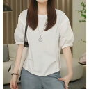 チュニックシャツ レディース 40代 春夏新作 オシャレ 白Tシャツ 五分袖トップス パフスリーブブラウス 体型カバー 大人 通勤 ゆったり カジュアル
