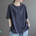 Tシャツ レディース 半袖 トップス カットソー カジュアル ゆったり 快適 無地 薄手 涼しい 普段着 ルームウェア 春 夏