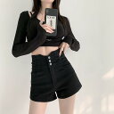 ショートパンツ レディース デニム デニムパンツ ハーフパンツ ハイウエスト 短パン ボトムス カジュアル ゆったり 着痩せ アメカジ コーデ 春夏