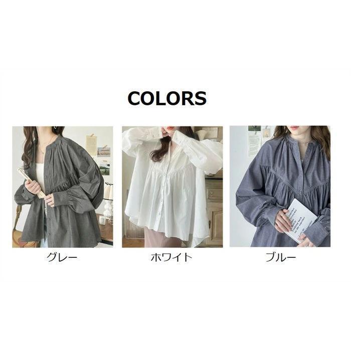 夏新作シャツ レディース ブラウス 長袖 ドルマン 彼シャツ チュニック バックシャン ロングシャツ ぽわん袖 バルーンスリープ ギャザー 大きいサイズ トップス