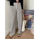 夏新作ワイドパンツ レディース ガウチョパンツ ストライプパンツ ストライプ ワイド パンツ ゆったり カジュアル きれいめ 大きいサイズ ボトムス ロング ズ...