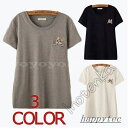 Tシャツレディース半袖tシャツティーシャツトップスカットソーサマーウエアクルーネックゆったり猫柄刺繍女性用Tシャツ夏カジュアル可愛い