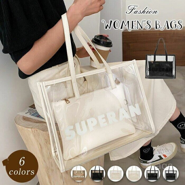 トートバッグ 夏 透明 水着バッグ プールバッグ スイミング ビニールバッグ 水泳バッグ 防水バッグ 水..