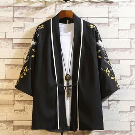 法被 ブラック ハッピ 黒 大きいサイズ 祭り 和風 作務衣 メンズ 七分袖 はっぴ 羽織 大人 白 シャツ 七分袖 夏 ホワイト トップス 半纏 甚平 男性用 麻 半被 半袖 五分袖 七分袖 刺繍 法被