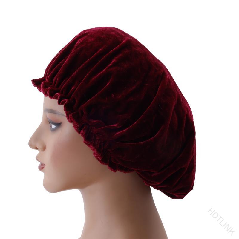 女性用 シルク ベルベット 花柄 ナイトキャップ ヘア保護 バスキャップ 美容 髪保護 単色 伸縮 丸型 ドーム 弾力 包頭 ヘアケア 寝間着 柔らかい素材 滑らかな肌触り 頭皮保護 就寝時 入浴時 カラー フィット感 ダークカラー