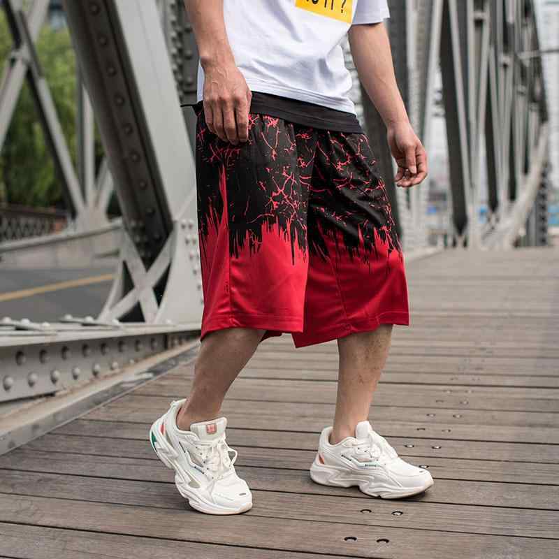 バスパン メンズ ハーフパンツ 黒赤 ヤンチャ ストリ