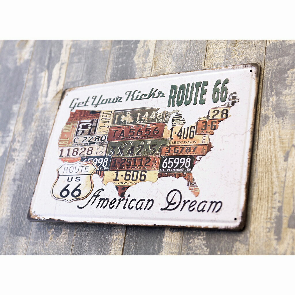 アンティークメタルプレート S 66 AMERICAN DREAM【アメリカン雑貨・インテリア・ブリキ看板】【追跡可..