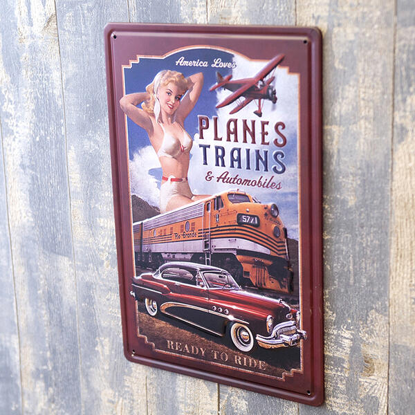 アンティークメタルプレート S READY TO RIDE【アメリカン雑貨・インテリア・ブリキ看板】【追跡可能メール便発送】