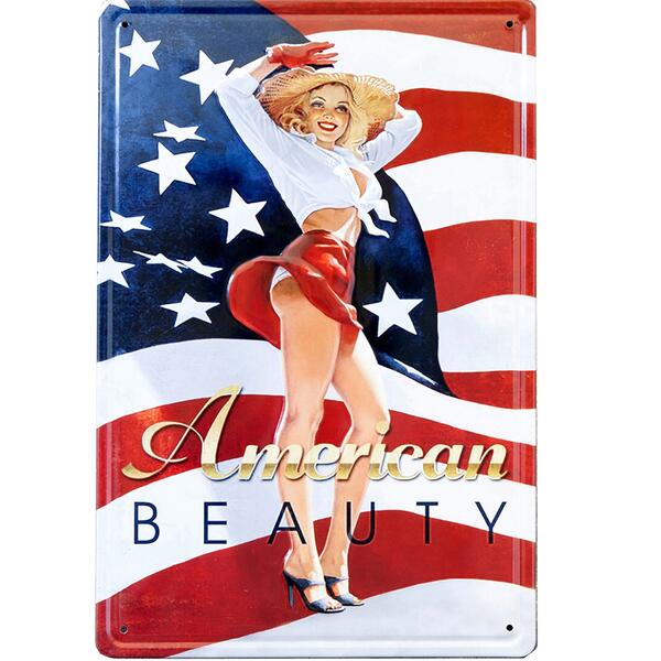 アンティークメタルプレート S American BEAUTY【アメリカン雑貨・インテリア・ブリキ看板】【追跡可能メール便発送】
